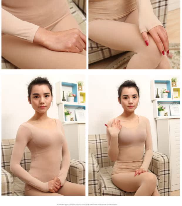 Quần áo cho người lớn màu da thịt và nhung dày mùa thu và mùa đông trẻ em màu da thịt đồ lót nhiệt quần áo ấm nữ
