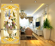 Art Glass Screen Partition Xuan Guan TV Background Wall Living Room Aisle Carved Crafts Eurostyle Vase Flowers
