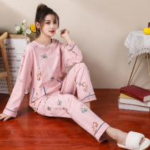 Pajamas female autumn cartoon cute rabbit print loose size cotton long sleeve spring and autumn home clothes two-piece set