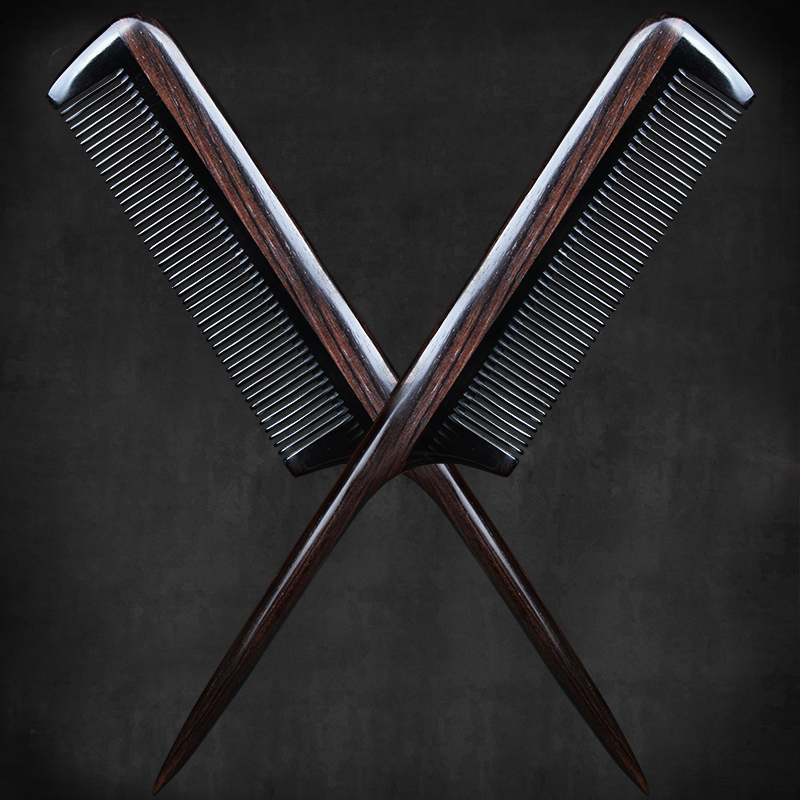 Natural black sandalwood sharp tail comb girl with hair distribution line pick up baby children head comb straight hair horn comb