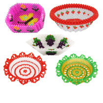 diy handmade string bead fruit pan lace cherry grape fruit tray material bag send drawings video tutorial butterfly