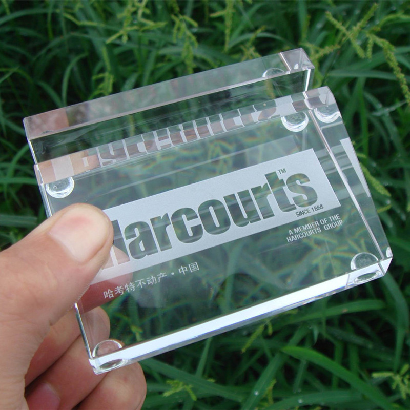 Rain Hinting Crystal Business Card Seat Office Practical Pendulum creative crystal name Slice Pinch Lettering