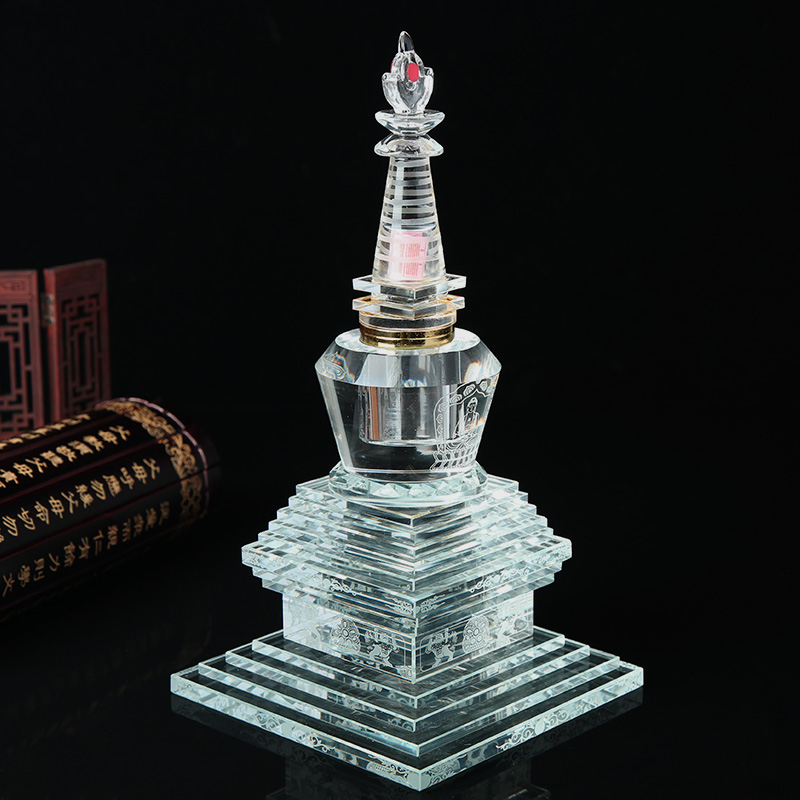 Yuxin crystal stupa pu ti ta all Tathagata heart systemic round Liberty basket printed Stupa