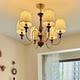 Moori Light House Vintage Style Living Room Solid Wood High-End Pendant Light American French Retro Master Bedroom Fabric Lamp