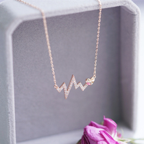 Simple wind 2020 new fairy air Diamond electrocardiogram choker heart necklace confession girlfriend gift