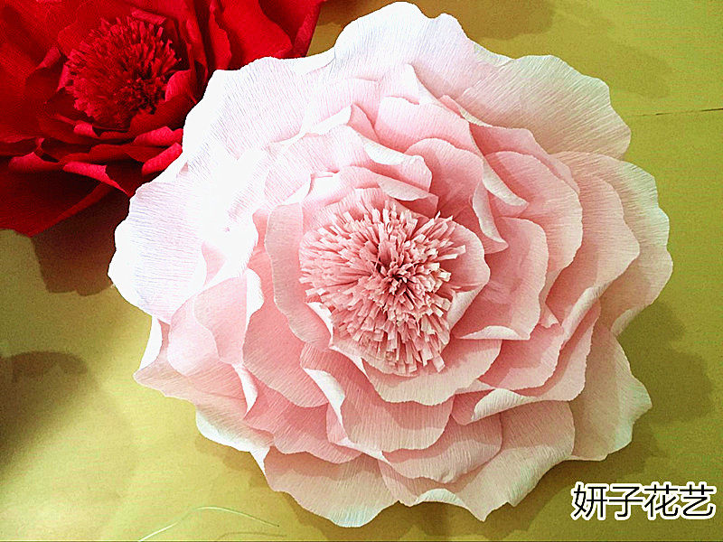 Large paper flower photo studio window decoration wedding celebration stage background large three-dimensional handmade paper flower finished diy