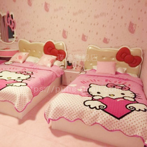Hello kitty princess bed princess bed Children cartoon bed girl cute European pink sister bed twins