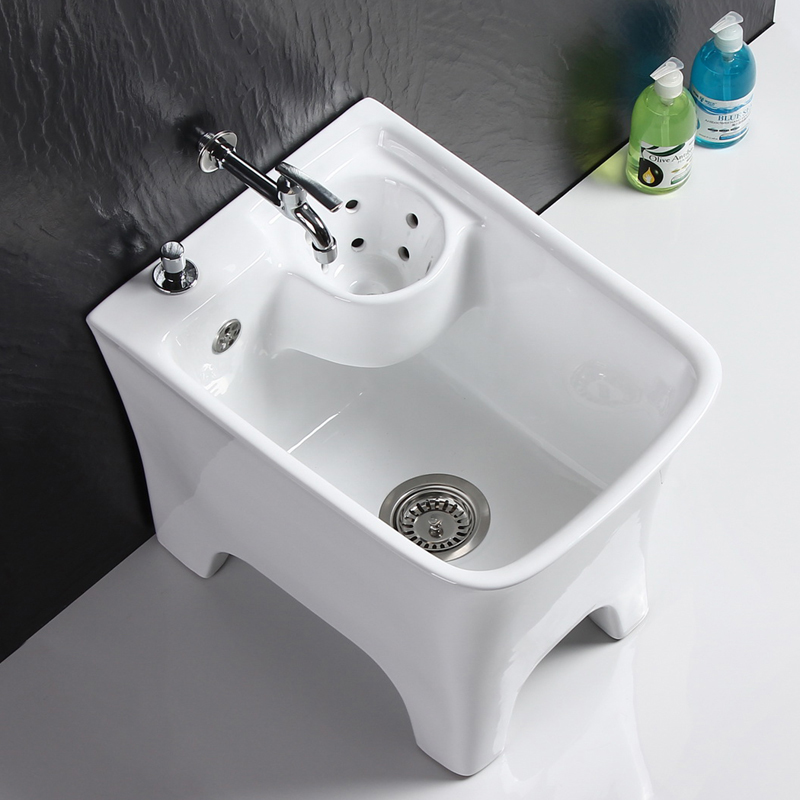 Ceramic mop pool with feet Balcony Mop Basin Make-up Room Mound Pool Wash Mop Mopping Pool Drain Basket Ground Drag Bucket