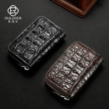 欧洛尔 Вместительная и большая ключница, картхолдер, универсальный брелок с молнией, крокодил, из натуральной кожи