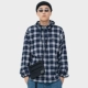 WASSUP mùa thu hai màu flannel kẻ sọc sanding áo khoác trùm đầu áo khoác mùa thu và mùa đông nam và nữ mô hình hoang dã