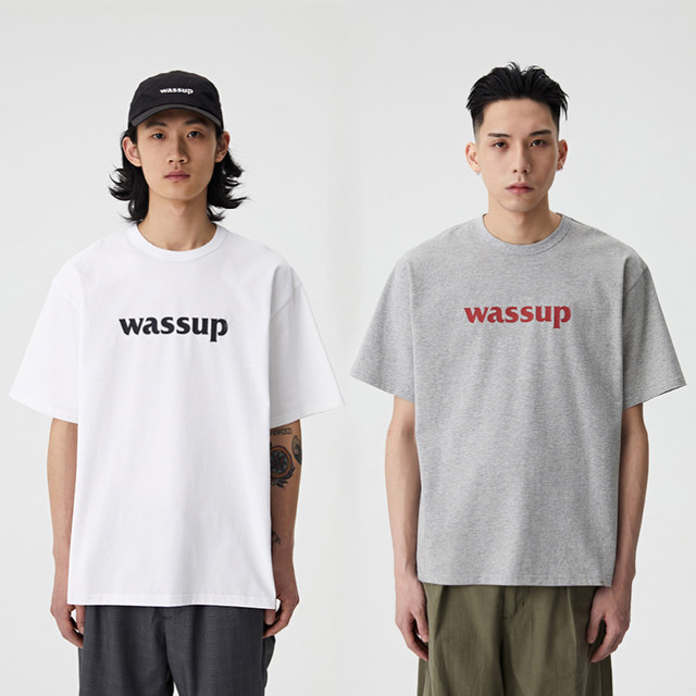 WASSUP simple T-shirt short-sleeved national trend solid color cotton casual top men's summer women's official flagship store