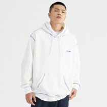 Wassup Contrast Hassa Line Hooded Sweater Couple Loose Leisure Autumn New Joker Mens and Womens National Tide