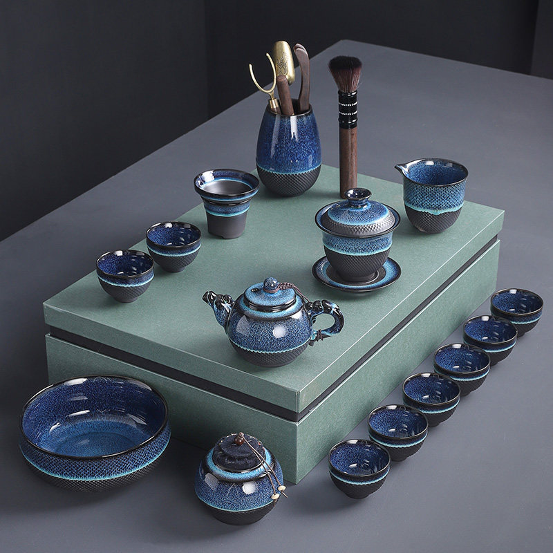 Blue sky purple sand kung fu tea set set household gifts Purple Sand Teapot tea cup tea ceremony tea wash tea set large set