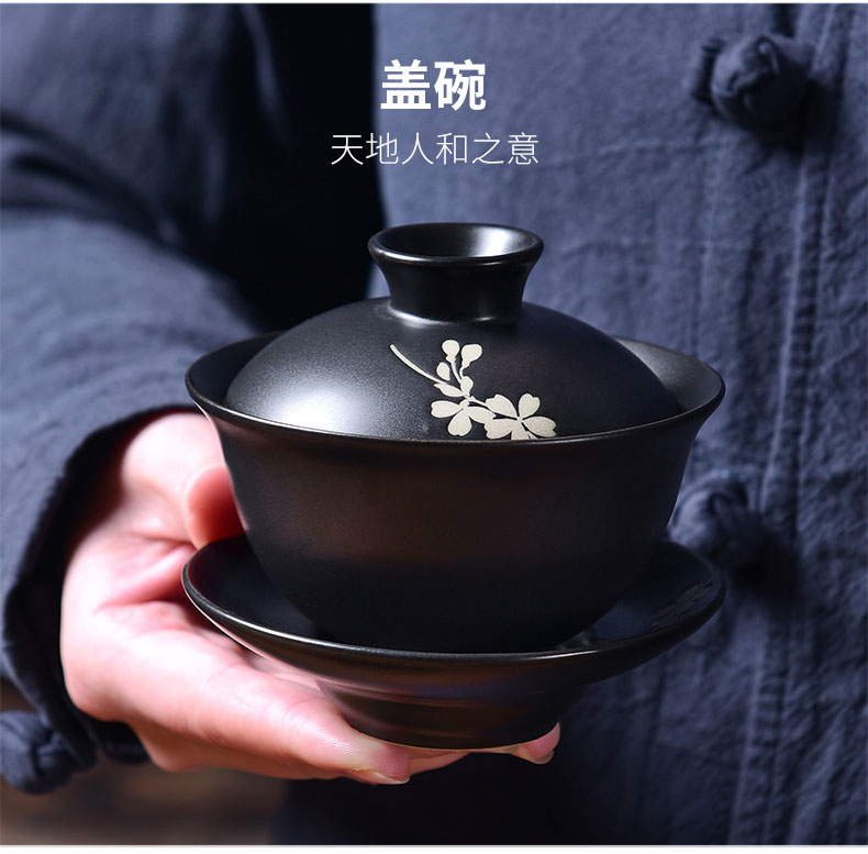 A good laugh, ceramic kung fu tea set household silk road black zen tea pot set of tea cups