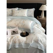 Light luxury Category A maternal and infant grade 100-count Lenzing Tencel four-piece set for naked sleeping summer ice silk sheets and quilt covers bedding