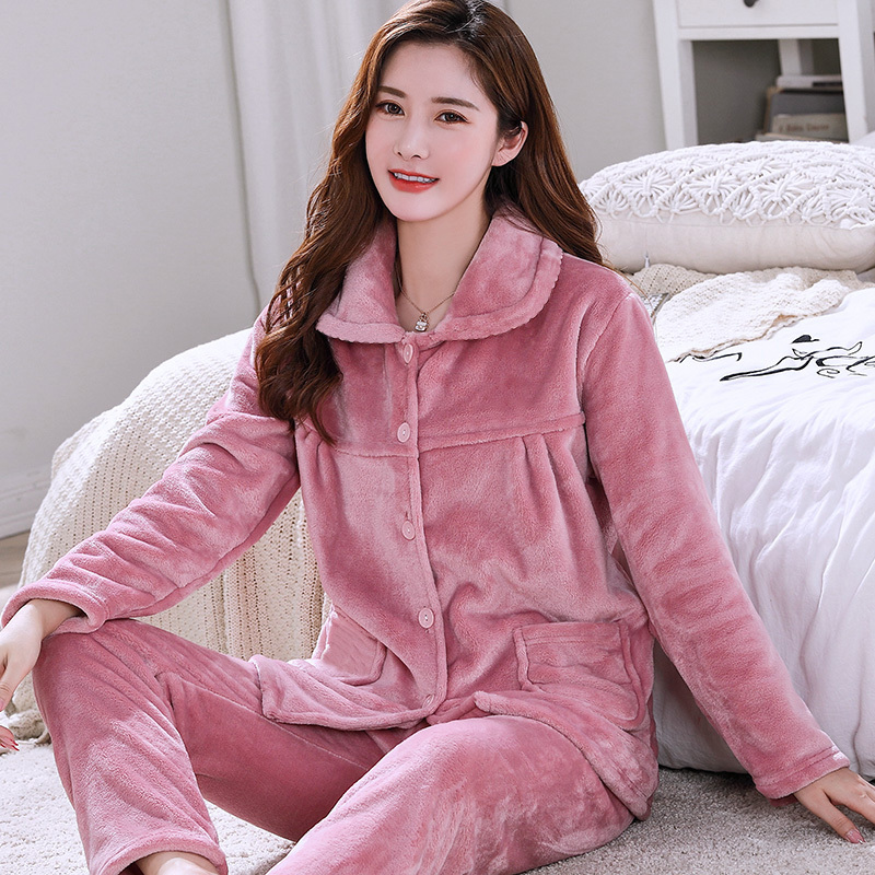 2026 Winter Coral Velvet Pajamas for Women, Autumn and Winter Thickeneded Flannel Fleece Suit, Home Clothes, Spring & Fall New Style
