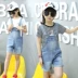 Cô gái denim treo quần short phù hợp với 2020 quần áo mùa hè mới, trẻ em lớn Trẻ em Hàn Quốc cô gái mùa hè dây treo - Quần jean