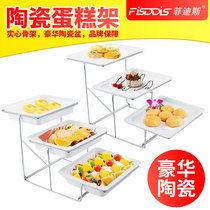 Phidis buffet plate Three-layer fruit platter rack Ceramic snack tray Cake display rack Tasting plate