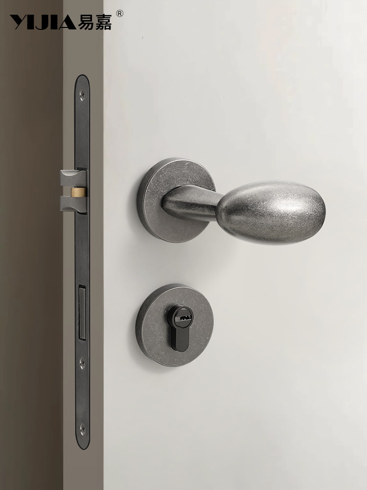 Vintage-Style Antique Silver Household Door Lock for Indoor Bedroom and Bathroom Wooden Doors, Universal Door Handle