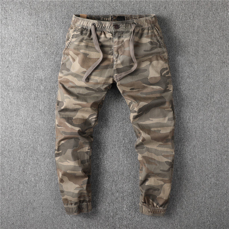 jogger pant camouflaged casual long pants boomers men retro bunches pants smoke tubes pants washed pure cotton bungling pants