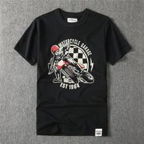 Ammerclick Summer Retro Youth Locomotive Printed T-shirt Men Trend Pure Cotton 200 gr Round Collar Short Sleeve T