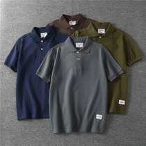Summer trendy retro pure color Short sleeves Flap Polo Shirts American Youth Business Casual Mens Short Sleeve T-shirt Tide