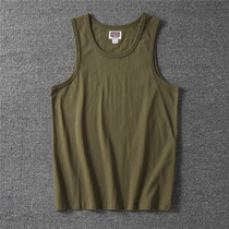 Summer New American Casual Jersey Youth Men Trends Pure Cotton Pure Color 100 Hitch Base Vest T-shirt