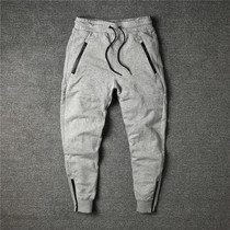 Long lost mens autumn trend drawstring elastic waist slim small feet sweatpants shrink foot casual trousers handsome men