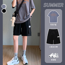 Overalls shorts womens summer thin section 2022 new summer sports loose high waist casual slimming 5 five-point pants