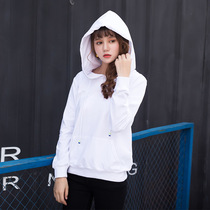 Sweatshirt 2021 new spring and autumn womens long sleeve cool Korean version female tide loose Harajuku short sleeve hooded thin white