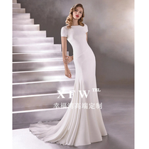 Satin fish tail wedding dress 2022 new temperamental style light out-of-the-door yarn trailing minimalist with a sensuo backsen dress