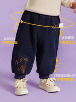 Childrens trousers 2022 autumn and winter new boys baby plus fleece pants girls loose sports pants plus fleece pants