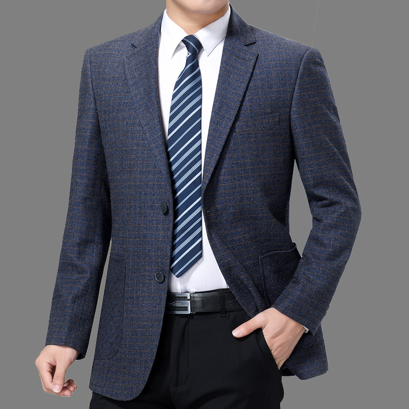 Spring and autumn new casual suit tops wool suit business jacket men's single western middle-aged and elderly father's loose clothes