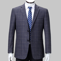 Spring and autumn wool Suit Men Middle-aged Plaid Business West Suit Casual Dad Jacket Blouse Widening Thickened Single Piece