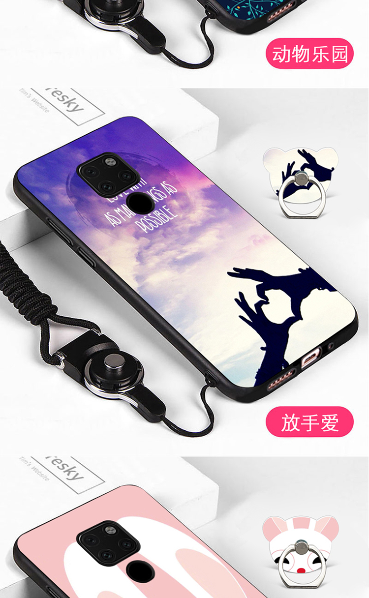 Huawei mate20 vỏ điện thoại di động mata hai mươi quyến rũ đặc biệt mete 20 chống rơi m20 Mỹ đặc biệt 2o phim hoạt hình mềm mại nữ thủy triều thỏ hồng dễ thương treo cổ để gửi cùng một chiếc nhẫn cá tính nam - Nhẫn nhẫn đôi vàng tây