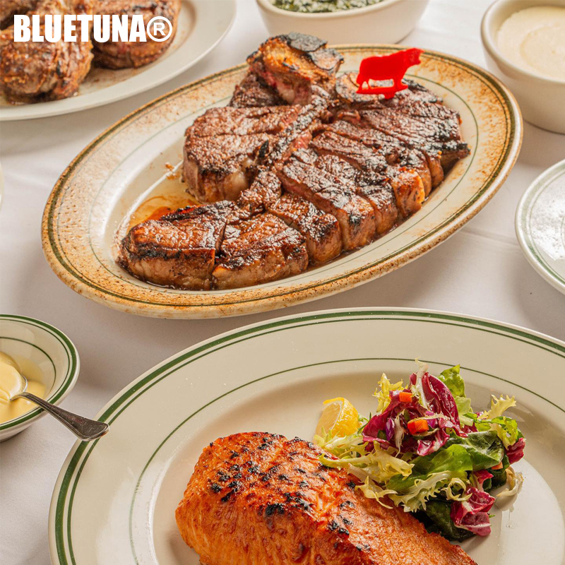 Authentic American Green-Line High-Temperature Resistant Ceramic Steak Plate, Dry-Aged Charcoal-Grilled Steakhouse Oval Plate, Wolfgang Authentic American Green-Line High-Temperature Resistant Ceramic Steak Plate, Dry-Aged Charcoal-Grilled Steakhouse Oval Plate, Wolfgang