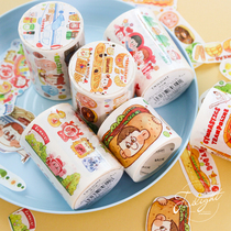 Hand account sticker Meatballs life and paper tape Cartoon travel food diary Hand account DIY decorative paper tape