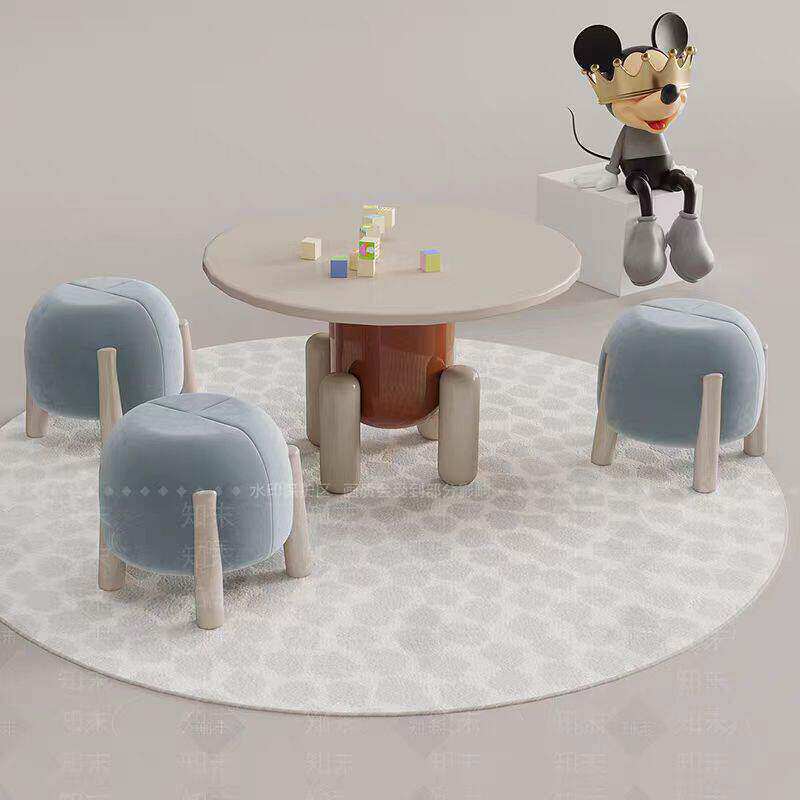 Modern Minimalist Children's Table with an Elevated Shelf, Oval Tabletop, Wooden Handmade Table, Game Table, Reading Table