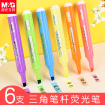 Morning light highlighter double-headed 6-color tasteless fluorescent marker pen Students use candy-colored marker pen color rough stroke key endorsement artifact Childrens flash glitter silver fluorescent note review pen