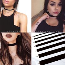 Neck rope female black clavicle chain European and American star retro black velvet necklace choker thin wide collar clavicle chain