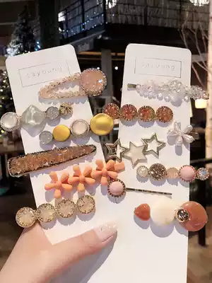 Cha Zi hair accessories Liuhai net red clip girl pearl Korean Liuhai back of the head net red hair card color broken hair