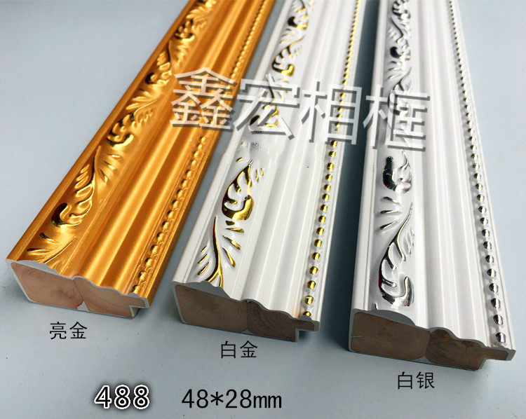 Eurostyle solid wood plaster line cross stitch frame wood line frame strips Meibian line bright gold material manufacturer Batch of hair