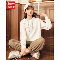 IEF love suit 2021 summer and autumn new Korean fashion loose hooded pullover printing student long sleeve sweater female