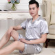 . Pajama mens mùa hè thoải mái sleeveth ngắn mỏng satin thoải mái cộng với chất béo cộng với bộ quần áo đang nhà cardigan thư xu hướng.