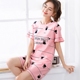 . Khá rắn màu pajama in mùa hè mát mẻ mẹ người phụ nữ cá tính sling váy cotton phụ nữ pajama cô gái.