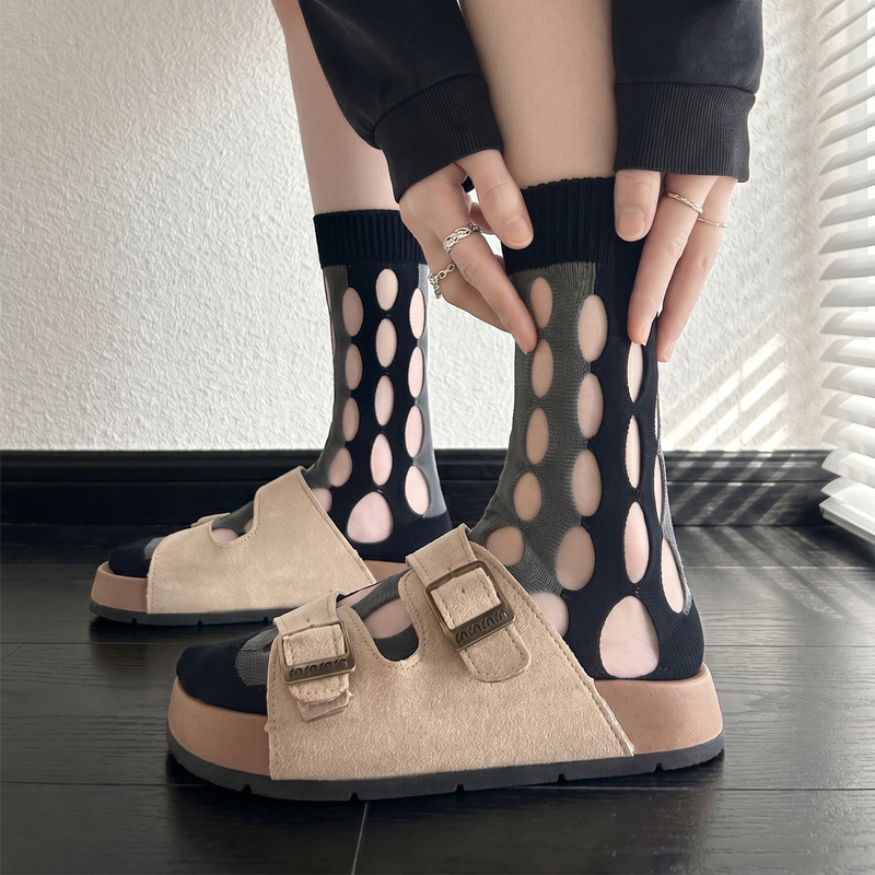It’S so Beautiful~ the Fashion Code Has Been Found! Simple yet Sophisticated~ Hollow-Out Summer Socks That Can Be Layered