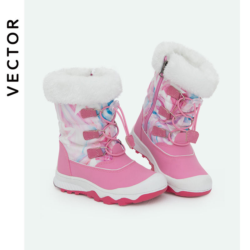 VECTOR children's snow shoes women's outdoor cotton boots autumn and winter plus velvet warm long tube high tube wear-resistant boy's ski shoes