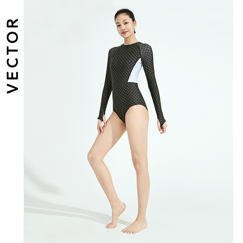 VECTOR long-sleeved diving suit women's slim slim snorkeling jellyfish suit sunscreen quick-drying surf suit swimsuit