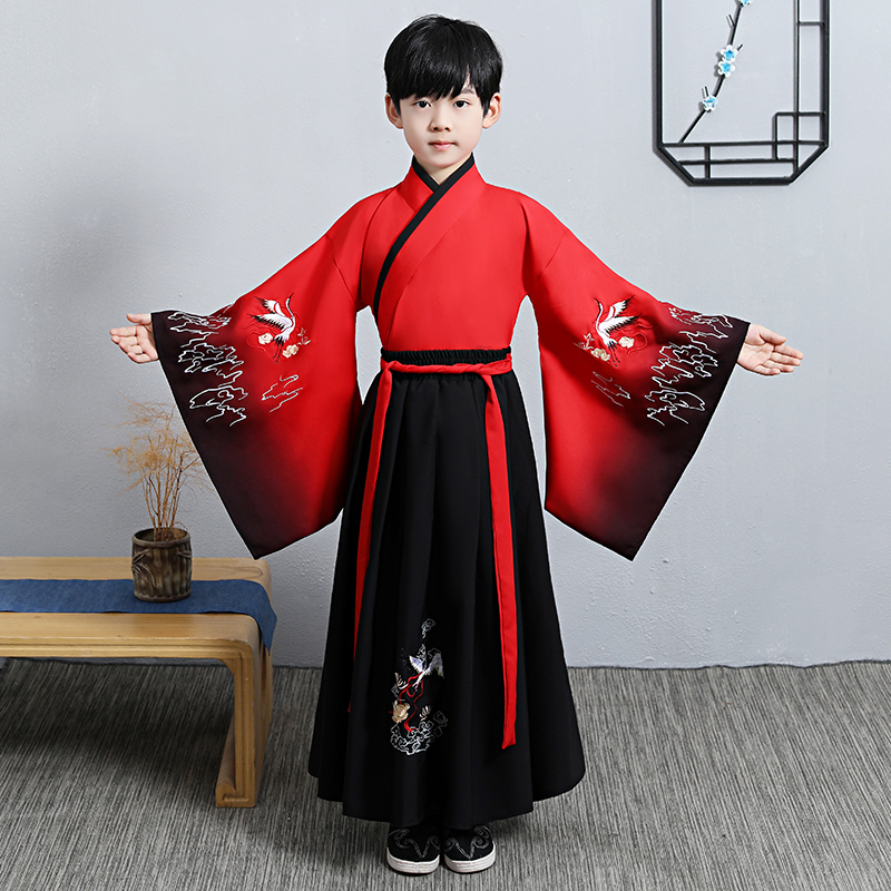 Children's Han clothes young boy ancient clothes Chinese wind superfairy boy underserved national school clothes performance out of costume Spring and autumn season