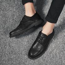 Trendy brand leather shoes mens 2021 new Korean version of British style small leather shoes mens casual trend all-match Doudou shoes mens shoes